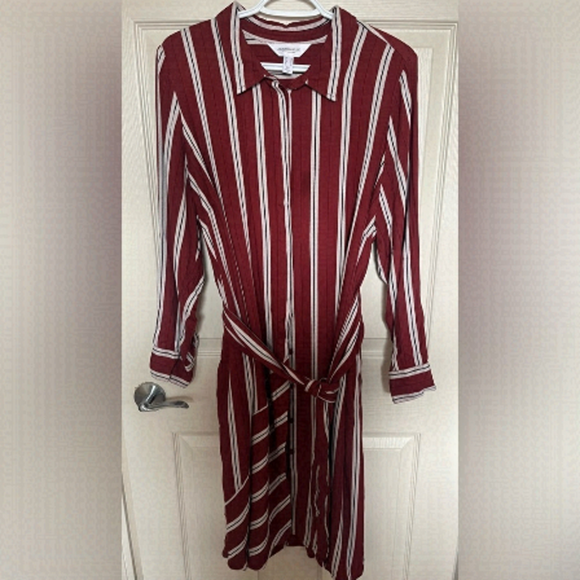 RED Striped Blouse Dress - Picture 1 of 5